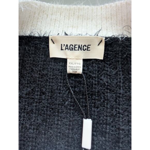 NWT L'AGENCE Georgia Contrast Cardigan Blazer Size XXL Black/White #3D513 - Picture 10 of 14